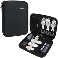 Universal Cable Organizer Bag, Iksnail Small Electronics Accessories Cases, Travel Carrying Pouch for USB Cables, Earphone, Charger, Phone, Charging Cords, SD Card, Hard Drive, Black