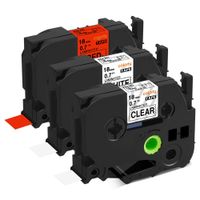 Replace P Touch Label Tape TZe-241 TZe-141 TZe-441 Compatible Brother TZ Tape 18mm 0.7 Inch Laminated Black on White Clear Red 3/4 Inch x 26.2 Feet for P-Touch PT D400 D450 1880C 2030 Label Maker