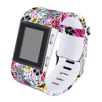 Newest Colorful Flower Surge Bands，Soft Silicone Band with Metal Buckle Bracelet Strap Replacement Band for Women Men Girls Replacement Accessories Fitness Wristband Sport (S, red Flower)