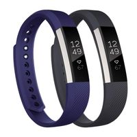 Fundro Replacement Bands Compatible with Fitbit Alta Bands and Alta HR Band, Newest Sport Strap Wristband with Secure Buckle for Women Men Boys Girls, 2- Pack (Large, B Black+Navy Blue)