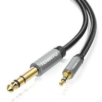 TENINYU 6.35mm 1/4" Male to 3.5mm 1/8" Male TRS Stereo Audio Cable with Zinc Alloy Housing and Nylon Braid Compatible for iPod, Laptop,Home Theater Devices, and Amplifiers (10FT)