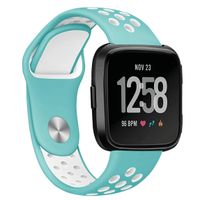 Cmore for Fitbit Versa 2 Bands,Fitbit Versa/Lite Edition Bands for Women/Men,Breathable Accessories Strap Wristband Replacement Sport Watch Bands for (5.5" ~ 7.5") inch Wrist, (Small,Teal White)