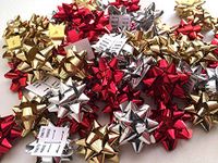 PEPPERLONELY Brand 50PC Mini Size Red Gold Silver 1 Inch Jewelry Box Metallic Christmas Mix Gift Wrap Bows