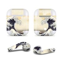 MasiBloom Bluetooth Headset Protective Sticker Protector Decal Skin Cover for Apple AirPods 2 & 1 with Charging Case, NOT Compatible with AirPods 2 Wireless Charging Case(for Apple AirPods, Wave)