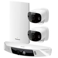 Panasonic HomeHawk Outdoor Wireless Smart Home Security Camera, Wide Angle View, Color Night Vision, 2-Way Talk, Works with Alexa & Google Assistant, 3 Camera Kit (KX-HN7003W)