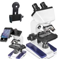 Binoculars Microscope Compound Professional Biological 40X-1000X Magnification, Mechanical Stage, Abbe Condenser, 3 Fully Achromatic Objectives, Course and Fine Focus, with Digiscoping Adapter