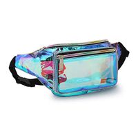 Fotociti Holographic Fanny Pack- Fashion Rave Waist Bag with Adjustable Belt for Women and Men (Iridescent Blue)