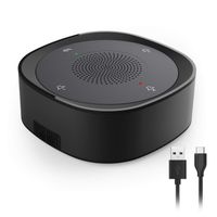USB Speakerphone Microphone, Conference Speaker Omnidirectional Computer Mic, with 360º Voice Pickup, Touch-Sensor Buttons for Mute/unmute, Streaming, Call Speaker Skype, Webinar, Interview - Black