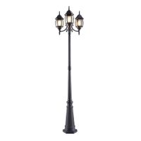 NOMA Outdoor Street Light | Waterproof Outdoor Lamp Post Light with Triple-Head Design for Backyard, Patio, Garden, Walkway or Décor | Black Light Pole with Clear Glass Panels, 3-Headed