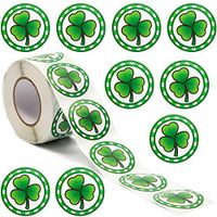 St. Patrick’s Day Self Adhesive Sticker Roll, Irish Shamrock (1.5 in, 500 Pack)