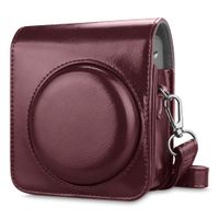 Fintie Protective Case Compatible with Fujifilm Instax Mini 90 Neo Classic Instant Film Camera - Premium Vegan Leather Bag Cover with Removable Strap, Burgundy