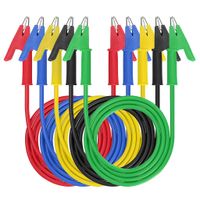 Sumnacon 5 Pcs Dual Ended Crocodile Alligator Clips, 15A Test Lead Wire Cable with Insulators Clips, 5 Colors 3.3 ft/1m Test Flexible Cable with Protective Jack Copper Clamps for Electrical Testing
