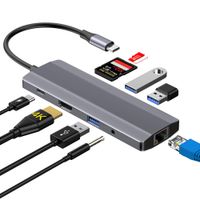 USB C Hub, Zedela 9 in 1 USB C Adapter with Ethernet(1Gbps), 4K USB C to HDMI, 3.5mm Audio Mic Port, TF/SD Card Reader, PD Power Delivery, 3 USB 3.0 Hub Type C Adapter for MacBook Pro/Air, iPad Pro