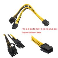 Glumes PCI-E 6-pin to 2X 6+2-pin (6-pin/8-pin) Power Splitter Cable PCIE PCI Express,8 inches,18 AWG Copper (Yellow)