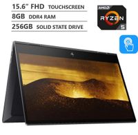2019 Newest HP Envy x360 2-in-1 15.6" FHD IPS Micro-Edge Touchscreen Laptop, AMD Ryzen5 3500U Processor up to 3.7GHz, 8GB RAM, 256GB M.2 SSD, HDMI, Wireless-AC, Bluetooth, Windows 10, Nightfall Black