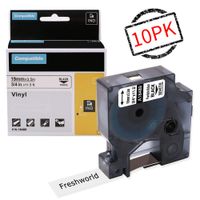 Compatible Dymo Industrial 18489 Flexible Nylon Cabel Vinyl 3/4Inch Label Tape, for DYMO RHINO 4200,5000,5200,6000,RhinoPro 450 Duo Label Maker,Industrial LabelWriter,19mm x 3.5m,Black on White,10Pack
