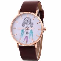 Gotd Wrist Watch for Women Girl Wind Chimes Casual Quartz Leather Strap Belt Table Band Strap Wholesale Luxury Fashion Sport (Brown)