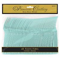 Premium Heavy Weight Plastic Forks | Robin's Egg Blue | Pack of 48 | Party Dinner