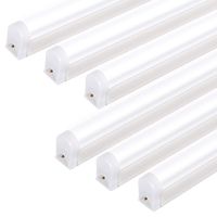 Hykolity Integrated LED T5 Single Light Fixture, 4FT, 22W, 2200lm, Upgraded 6500K, Linkable LED Shop Light Ceiling Tube, Corded Electric with Built-in ON/Off Switch (6 Pack)