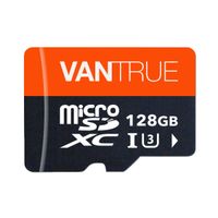 Vantrue 128GB U3 V30 Class 10 MicroSDXC UHS-I 4K UHD Video Monitoring Memory Card with Adapter for Dash Cams, Body Cams, Action Camera, Other Surveillance & Security Cams
