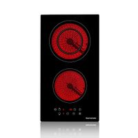 Electric Cooktop, thermomate 12 Inch Built-in Radiant Electric Stove Top, 240V Ceramic Electric Stove with 2 Burners, 9 Heating Level, Timer & Kid Safety Lock, Sensor Touch Control