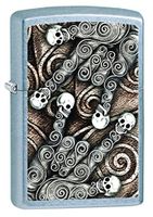 Zippo Skull Scroll Hands Pocket Lighter, Street Chrome