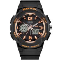 SMAEL Women's Sport Wrist Watch Quartz Dual Movement with Analog-Digital Display Watches for Women (Rose Gold)