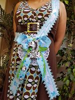 Baby Shower Mom To Be It's a Boy Sash Zebra Safari Blue Ribbon Corsage Noah's