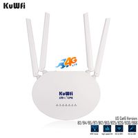 KuWFi Router 4G LTE,Cat6 300Mbps 4G Router with SIM Slot 4pcs Non-Detachable Antennas Mobile WiFi Hotspot Two LAN Port Up to 32 Users Work woth T-Mobile AT&T