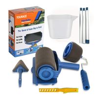 TOURACE 9Pcs/Set Paint Roller Set with Sticks Paint Roller Pro Transform Your Room in Just Minutes Quickly Decorate Runner Tool Painting Brush Set.