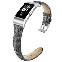 NAHAI Bands Compatible with Fitbit Charge 2, Thin Narrow Breathable Canvas Fabric Replacement Bands Slim Sport Strap Wristband for Fitbit Charge 3, Women Men, Small, Gray