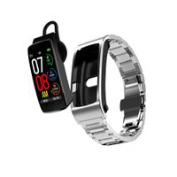 Flexmus Smart Bluetooth Headphone Bracelet 2 in 1 with Metal Strap, IP67 Waterproof Smart Earphone Health Watch Wristband 2 in 1 with Heart Rate Sleep Quality Calories Consumption for Men Women