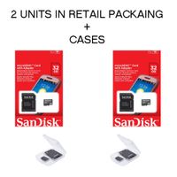 2x Genuine SanDisk 32GB MicroSDHC High Speed Class 4 Card with MicroSD to SD Adapter SDSDQM-032G-B35A + 2 BONUS Jewel Cases