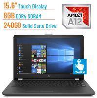 HP 15.6-inch Touchscreen HD PC, Quad-Core AMD A12, 8GB DDR4 SDRAM, 240GB SSD, WiFi, Webcam, HDMI, DVD±RW, Mouse & Backpack, Windows 10 - Gray (Certified Refurbished)