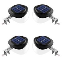 JSOT Outdoor Solar Gutter Lights Solar Powered Fence Light Waterproof LED Wall Lamps for Roof Eaves Railing Deck Stairs Corridor - White Light, Pack of 4