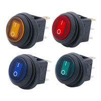 Twidec/4Pcs 12V 20A Waterproof Round Rocker Toggle LED Switch 3 Pins On-Off Car Truck RV Rocker Switch 4 Colours for Boat KCD1-8-101NW-4C