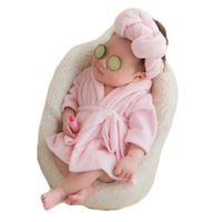 Baby Photography Props Towels Bathrobe Newborn Girl Photo Shoot Outfits Infant Photos Clothes Set (Pink)