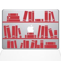 The Decal Guru 1649-MAC-13P-DR Bookshelf Library Decal Vinyl Sticker, Red, 13" MacBook Pro (2015 & Older)
