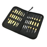 Ceramic Pottery & Clay Sculpting Carving Tool Set for Chirstmas Gift, GoFriend 14 Pieces All-in-one Wood Clay Modeling Tools Boxwood Sculpture Ceramic Tools Kit with Canvas Zippered Case