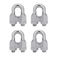 Wire Rope Clip CODIRATO 3/8 inch Wire Rope Clamp M10 Stainless Steel Wire Cable Clamps - 4 Pcs, Silver