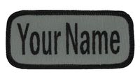 Name Patch Uniform Work Shirt Personalized Embroidered Black Border-Graphite. Sew on.