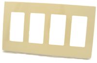 Leviton 80312-SI 4-Gang Decora Plus Wallplate Screwless Snap-On Mount, Ivory