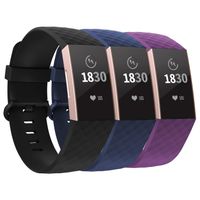 adepoy Compatible with Fitbit Charge 3 Bands for Women Men Large Small, Adjustable Replacement Wristbands for Fitbit Charge 3 and Fitbit Charge 3 SE, 3 Pack, Black, Navy, Purple, Large