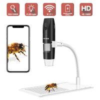 Wireless Digital Microscope, 50X to 1000XUSB Digital Microscope, Flexible Arm Observation Stand with 1080P HD 2.0 MP 8 LED Camera, Mini Handheld Microscope Camera for Android and iOS Smartphone or Tab