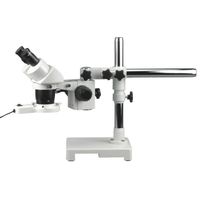 AmScope SW-3B24-FRL Binocular Microscope, WH10x Eyepieces, 10X and 40X Magnification, 2X/4X Objective, Single-Arm Boom Stand, 8W Fluorescent Ring Light, 110V-120V
