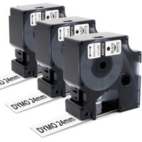 Compatible DYMO Standard D1 53713 Labeling Tape, Black on White Tape, 1 Inch(24mm) x 23 Feet, for DYMO LabelManager and LabelWriter Duo Label Makers, 3 Cartridges