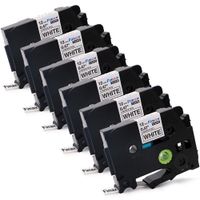 Fimax Compatible Label Tape Replacement for Brother TZe-231 TZe231 TZ-231 12mm 0.47 for P-Touch Cube PTD210 PTH110 PTD600 PT-400AD Label Makers (Black on White, 6-Pack)
