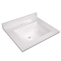 Design House 557629 Camilla Vanity Top with 4 Backsplash, 25 22-inches, Solid White