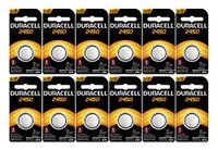12-Pack Duracell 2450 Batteries 3.0 Volt Lithium Coin Button