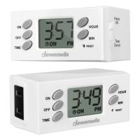 DEWENWILS Indoor Plug in Outlet Timer, Digital Programmable Plug in Lamp Timer Switch with 1 Polarized Outlet, Space Saving Bar Timer for Christmas Light, Aquarium, 1/2 HP UL Listed, Pack of 2